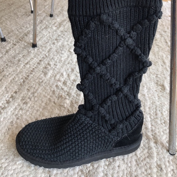 black crochet uggs